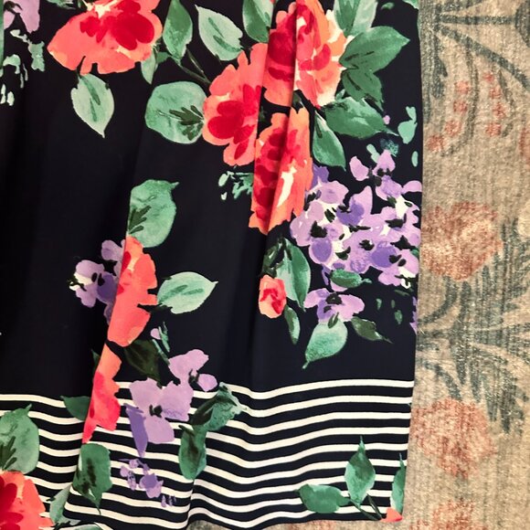 Jessica Howard Navy Floral Sleeveless Boat Neck Pleated Fit & Flare Dress 16W - Picture 3 of 6